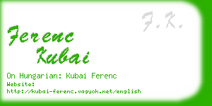 ferenc kubai business card